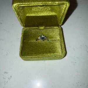 Moss Agate And Diamond Engagement Ring